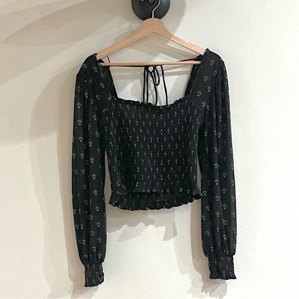 Free People Bohemian print smocked blouse